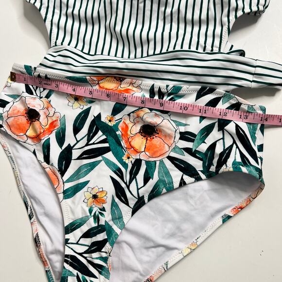 Cupshe Miss You Poppy One Piece Swimsuit Floral Stripe Size Large - Picture 9 of 12